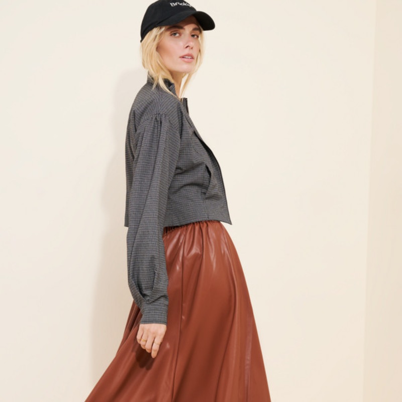 Vegan-Leather Full Maxi Skirt