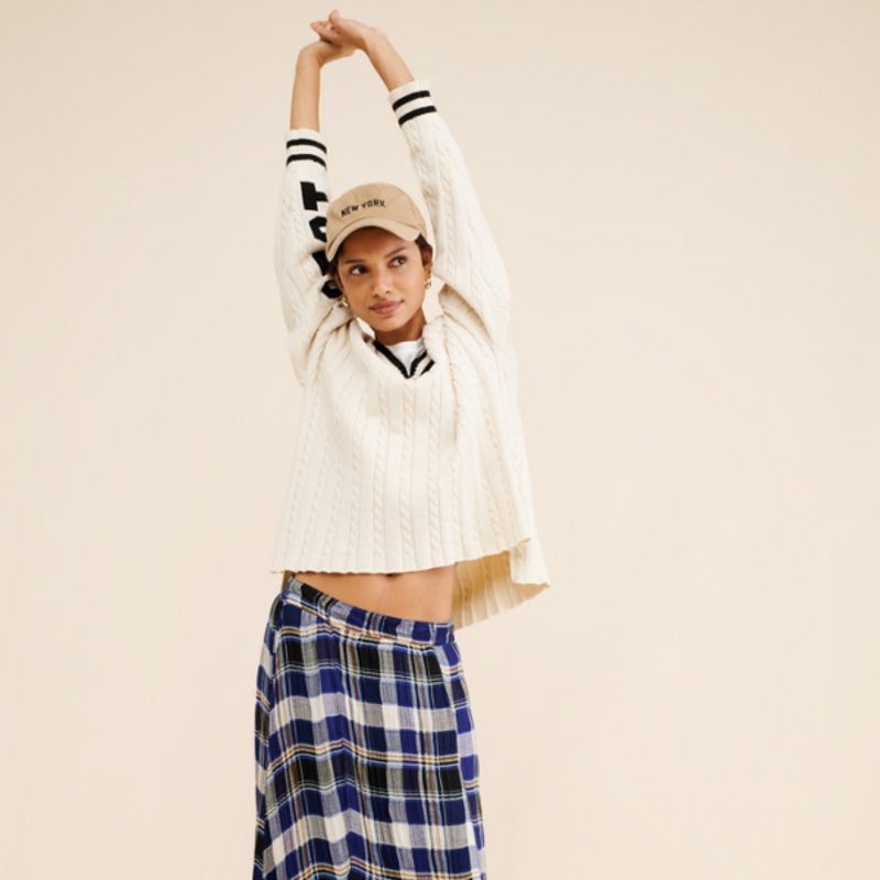 Bordeaux Plaid Maxi Skirt