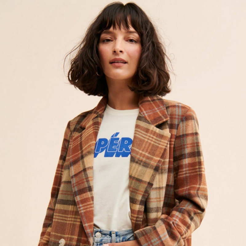 Mari Plaid Blazer Coat