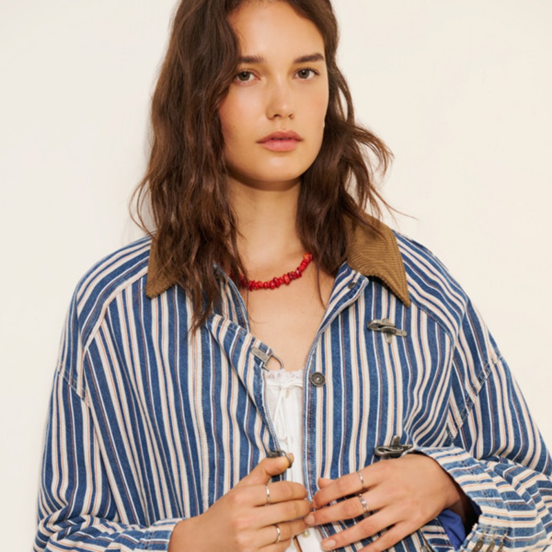 Striped Denim Barn Coat