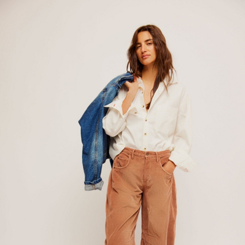 Good Luck Mid-Rise Cord Barrel Jeans