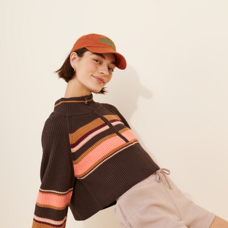 Striped Greta Half Zip Sweater