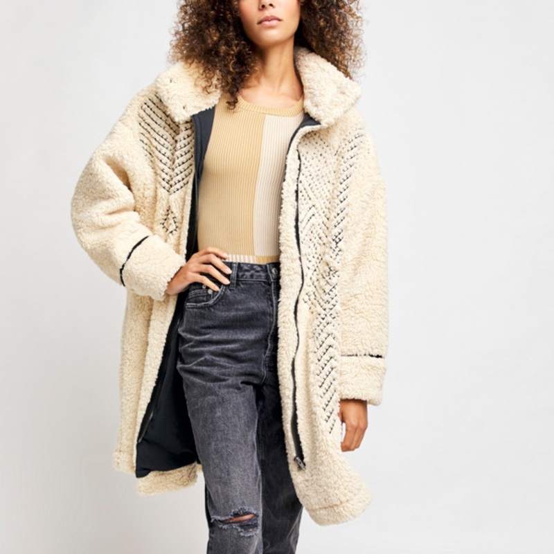 Avery Embroidered Teddy Coat