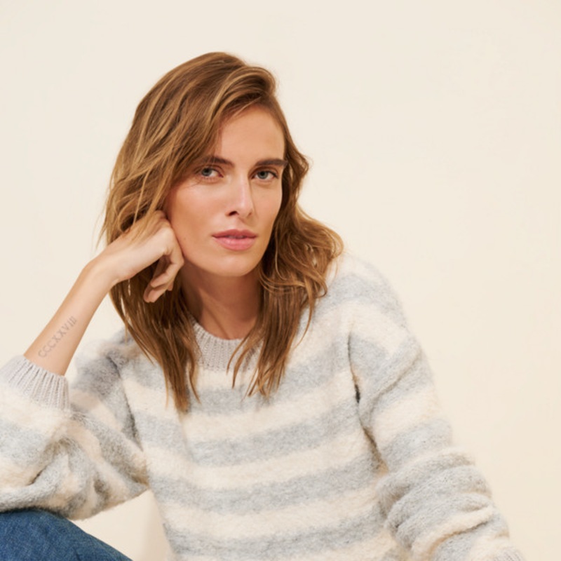 Contrast Yarn Stripe Sweater