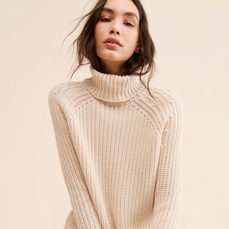 Turtleneck Shaker Pullover