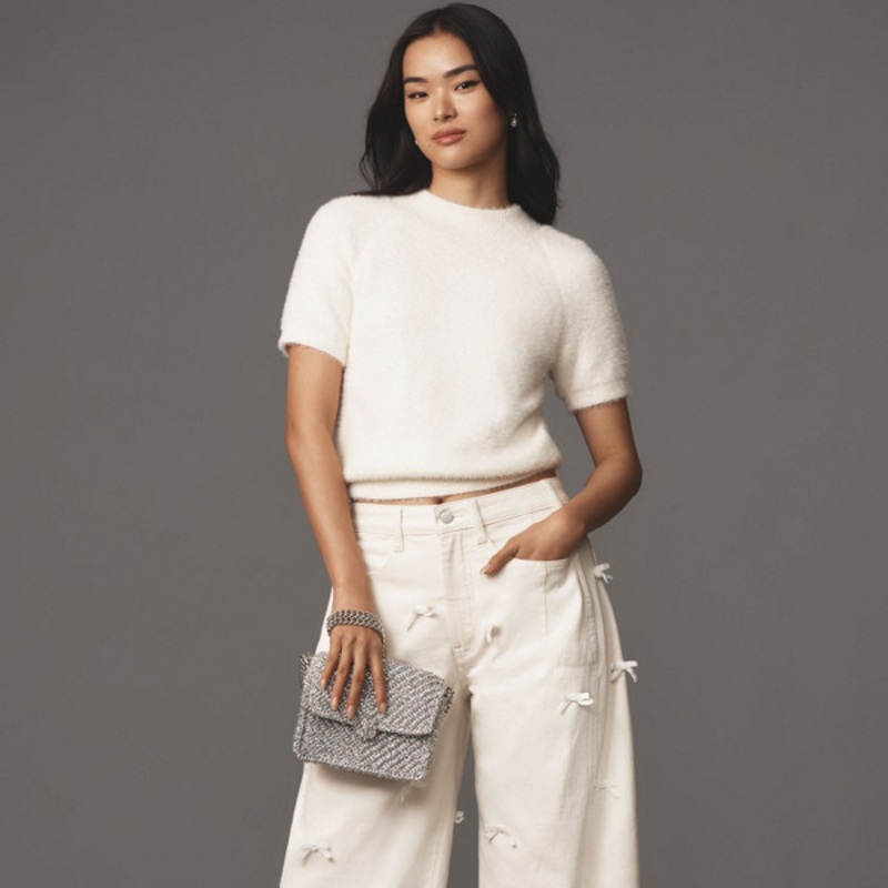 Heritage Curve High-Rise Tapered Jeans: Bow Edition