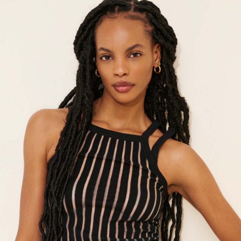 Sheer Striped Double Strap Tank