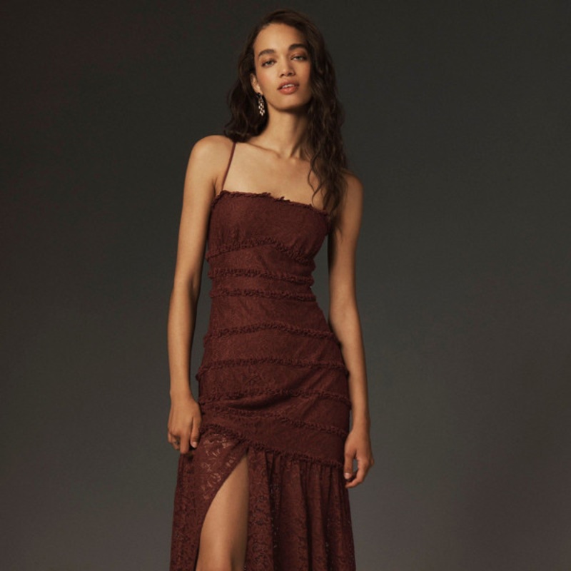 Zoe Strappy Stretch Lace Midi Dress