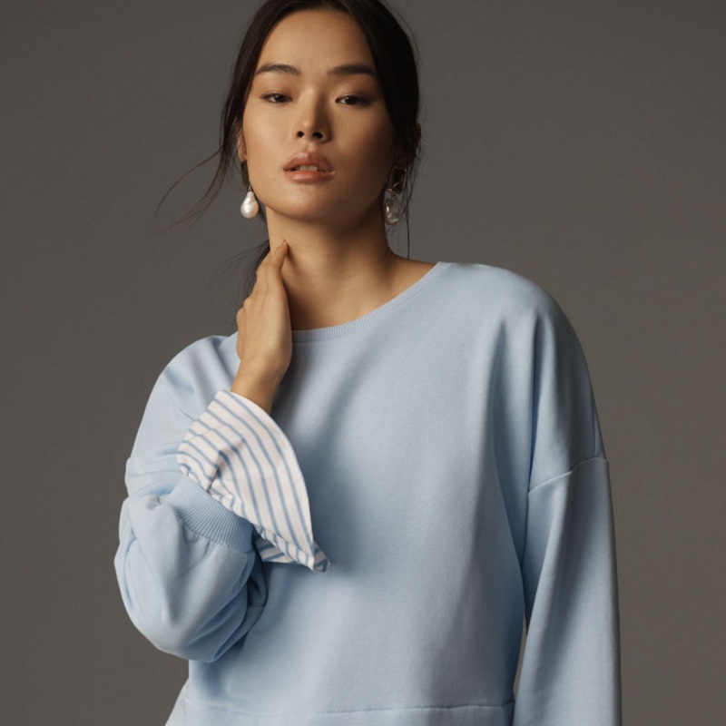 Striped Trim Twofer Sweatshirt