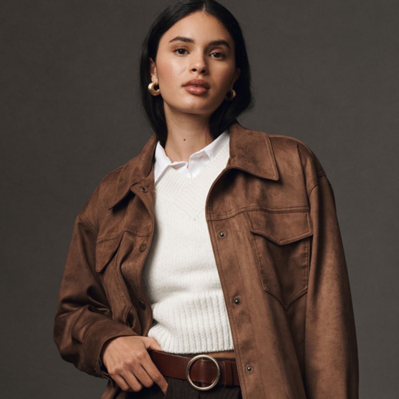 The Tillie Relaxed Vegan-Suede Shirt Jacket