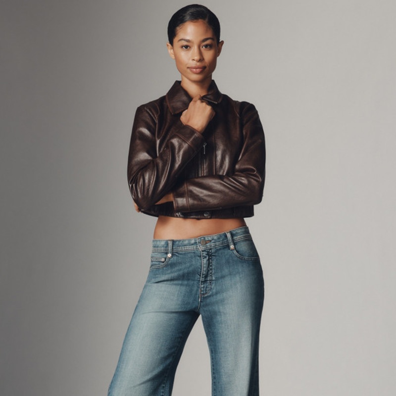 Biker Mid-Rise Flare Jeans