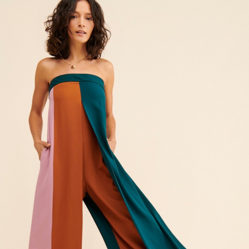 Strapless Colorblock Jumpsuit