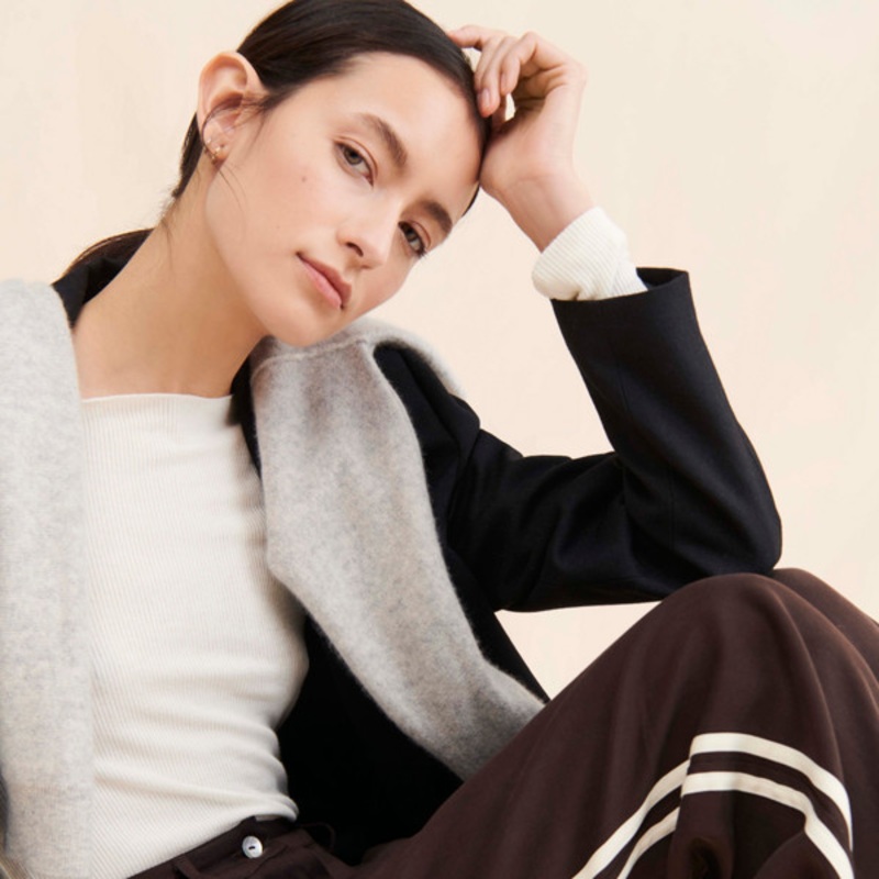 Twill Pleated Stripe Pants