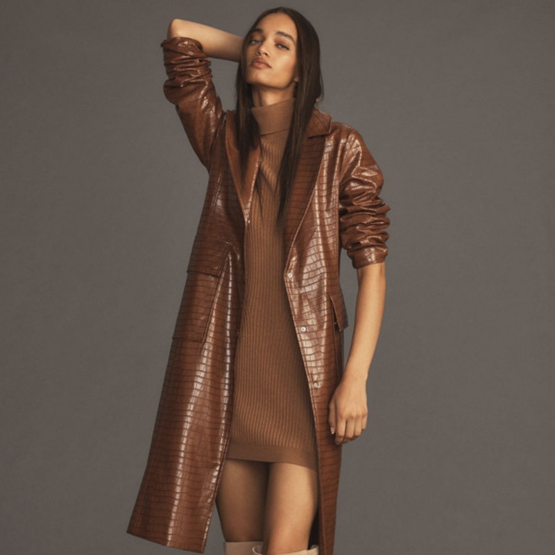 Croc Vegan Leather Trench Coat