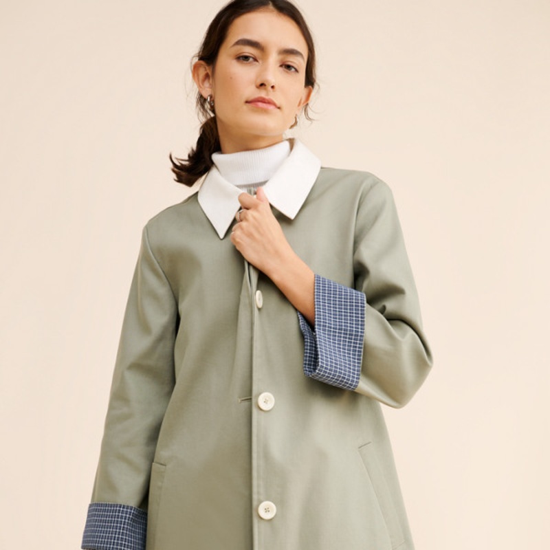 Plaid Lined Trench Coat