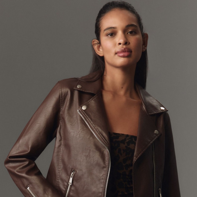 Saige Vegan-Leather Moto Jacket