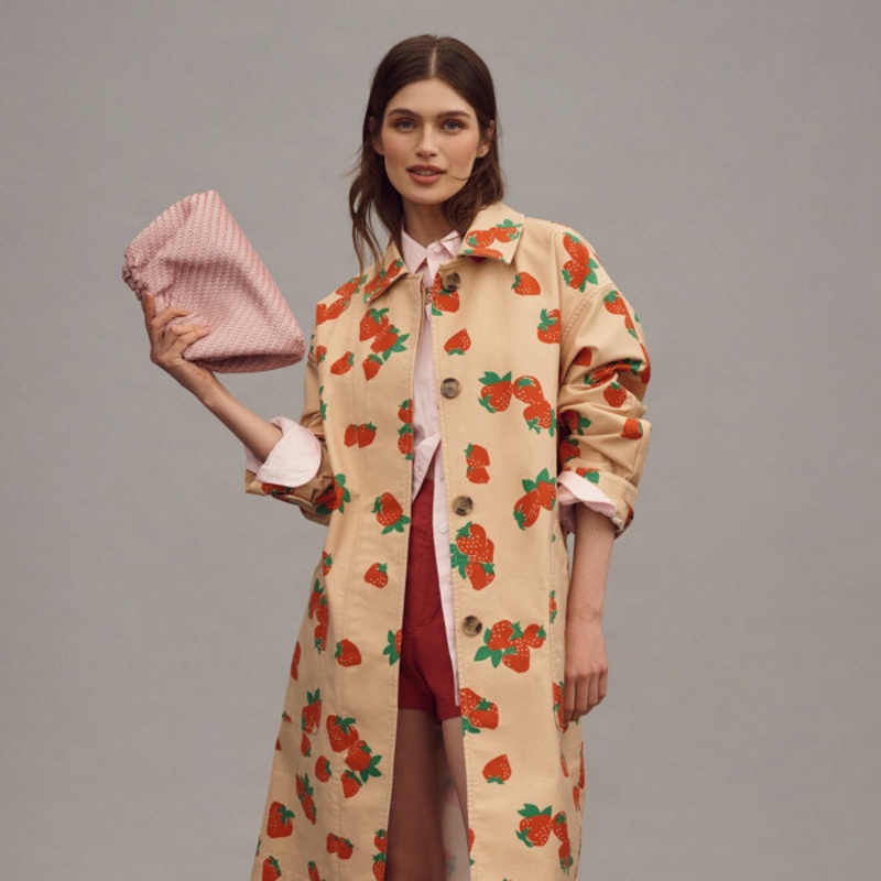 Strawberry Printed Car Coat