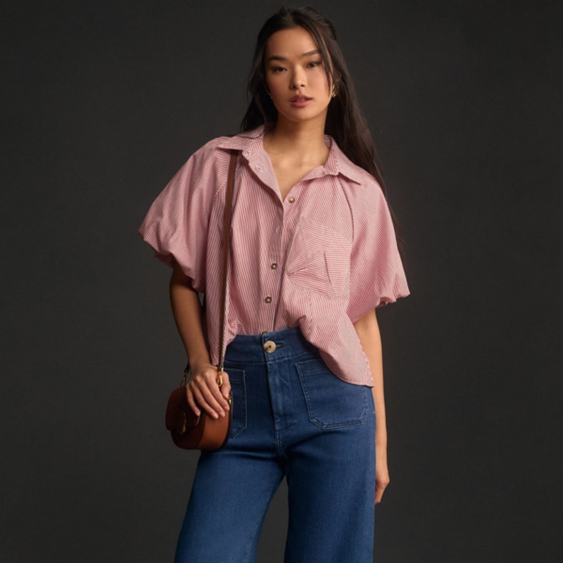 The Colette Denim Cuffed Wide-Leg Jeans