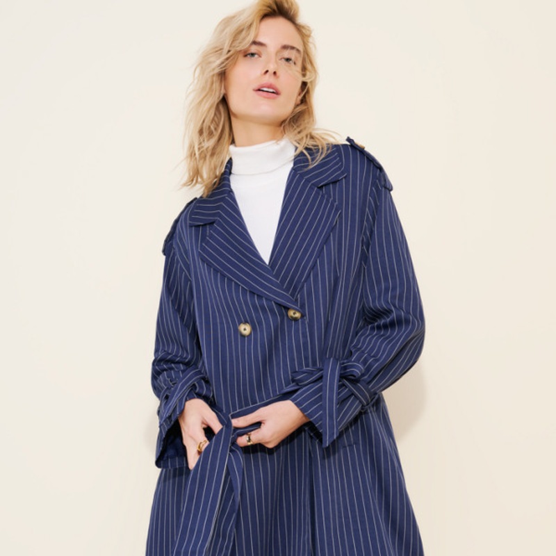 Oversized Pinstripe Coat