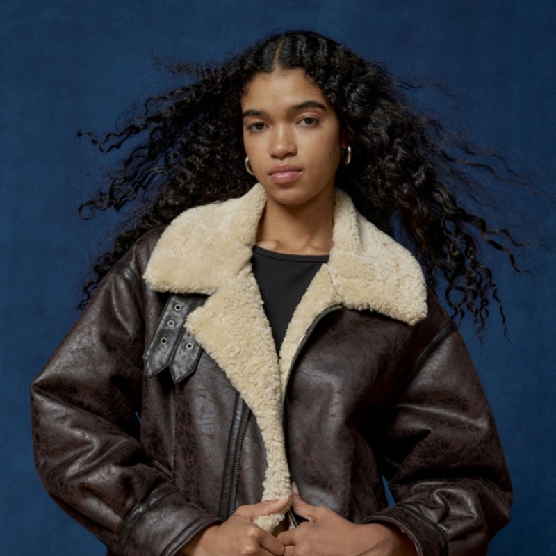 Vegan Leather Oversized Aviator Jacket