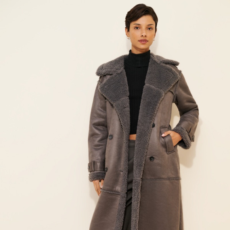 Eiffel Vegan Suede Longline Coat