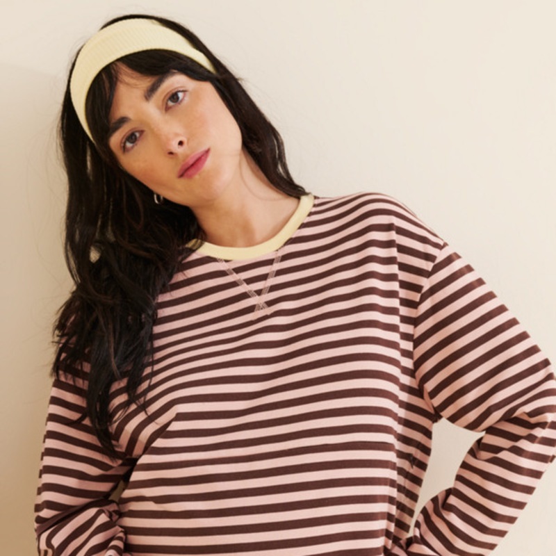 Maternity Stripe Colorblock Nursing Sweatshirt