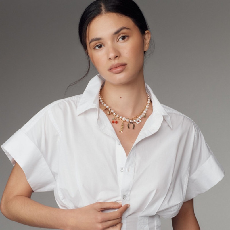 The Bobbie Short-Sleeve Fitted-Waist Blouse