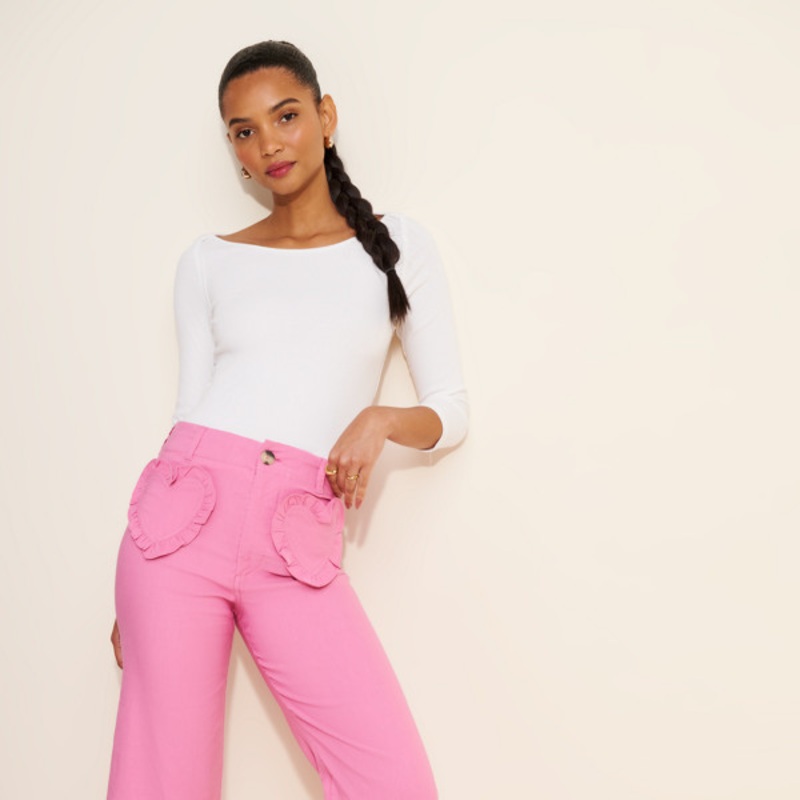 The Colette Heart Pocket Crop Wide-Leg Pants