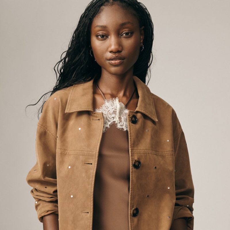 Vegan-Suede Studded Jacket