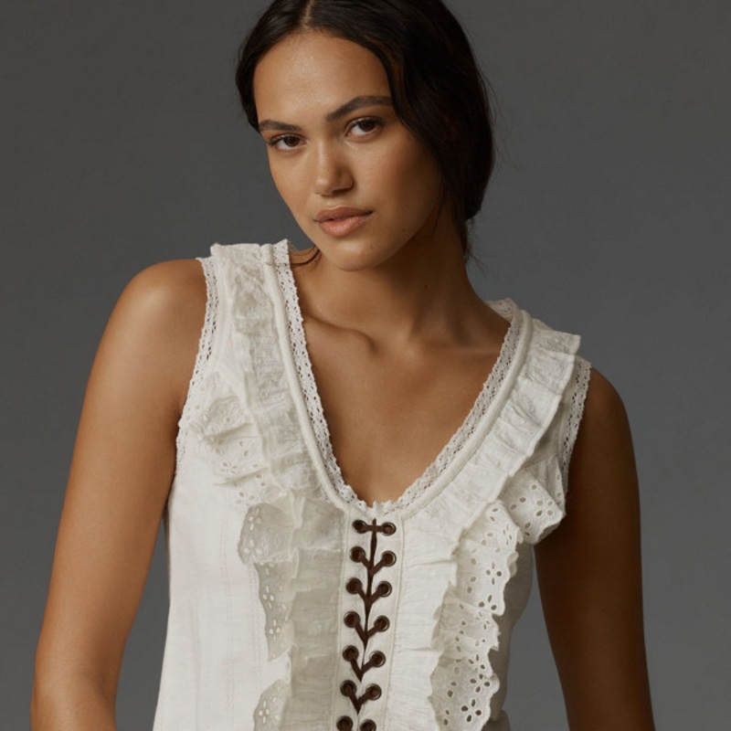 Dolly Eyelet Ruffle Tank