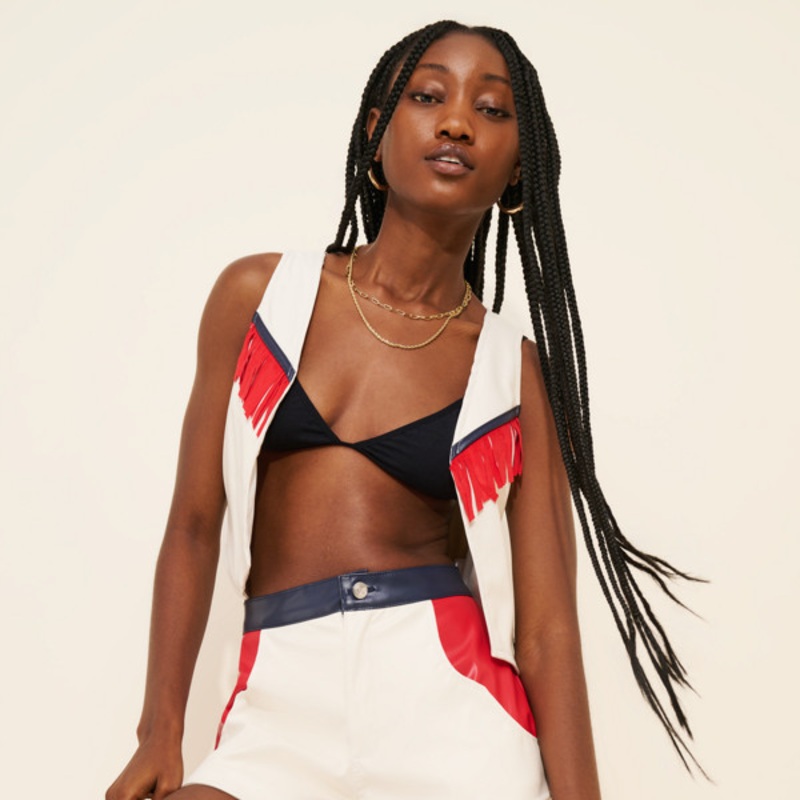 Laredo Colorblock Vegan Leather Shorts