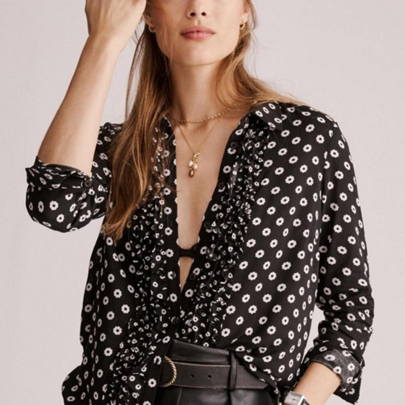 Ruffle Printed Buttondown