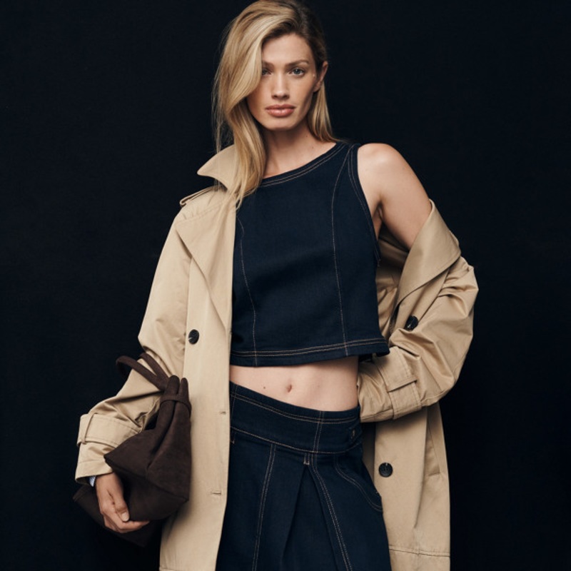 Seamed Denim Mini Skirt