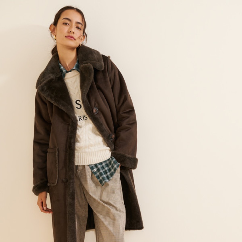 Shearling Duffle Toggle Coat