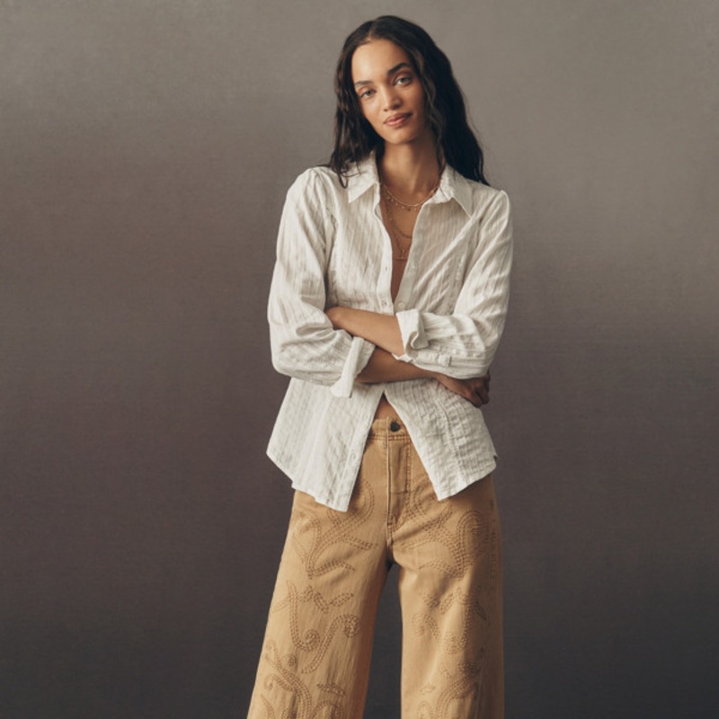 The Adi Embroidered Mid-Rise Flare Jeans