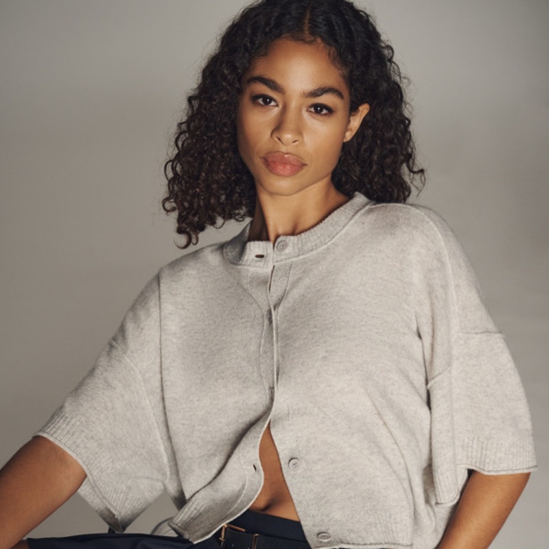 The Goldie Crew-Neck Cashmere Cardigan Sweater