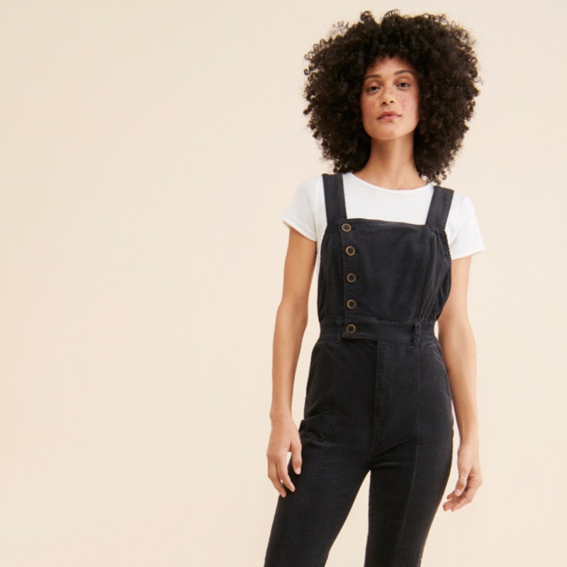 Button-Front Corduroy Overalls