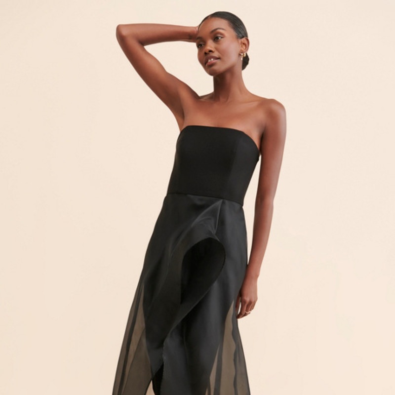 Tulle Overskirt Strapless Jumpsuit