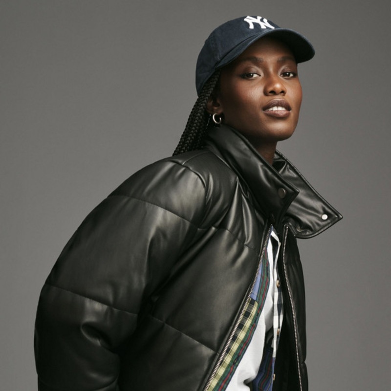 Vegan Leather Collared Puffer Jacket