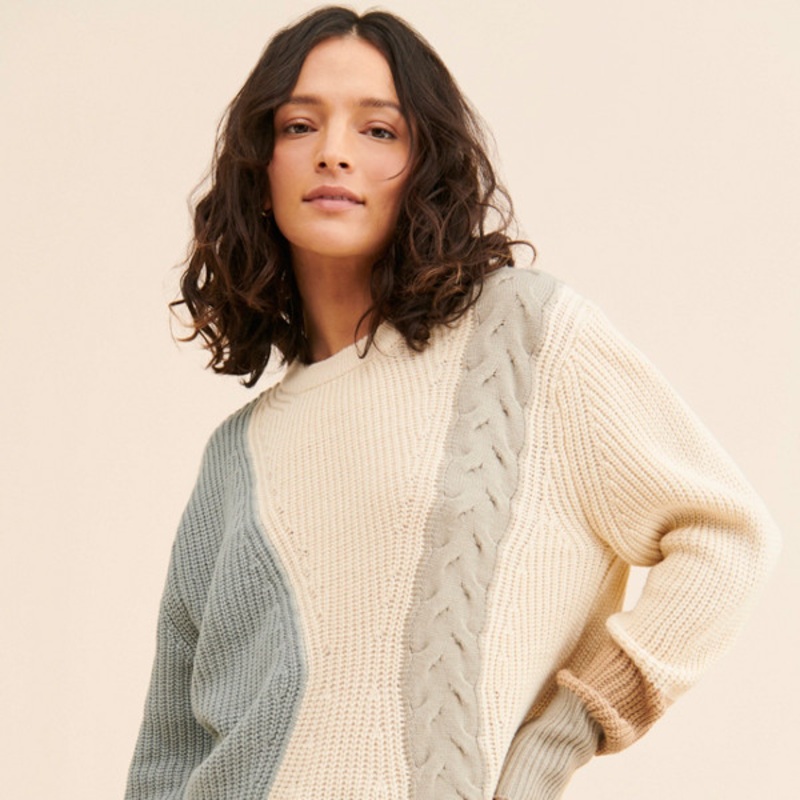 Contrast Cable Pullover