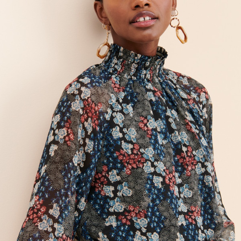 Floral High Neck Blouse