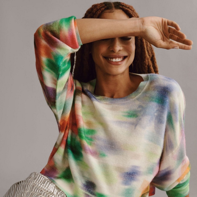 The Alani Cropped Cashmere Tie-Dye Sweater