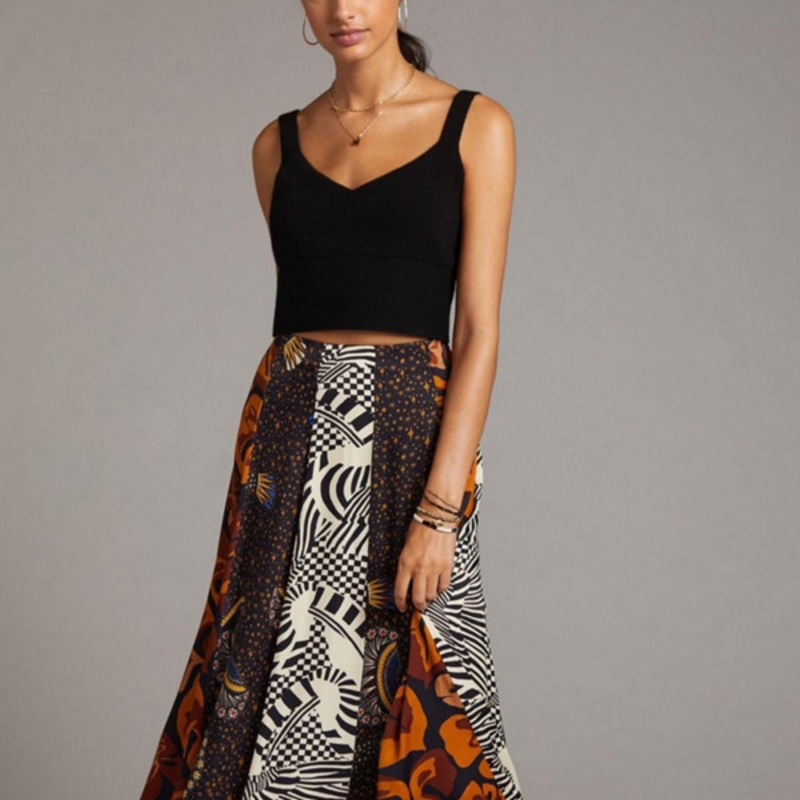 Abstract Contrast Maxi Skirt