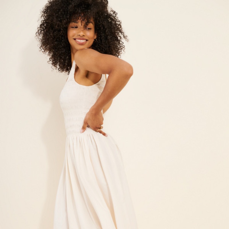 Alessia Smocked Drop Waist Midi Dress