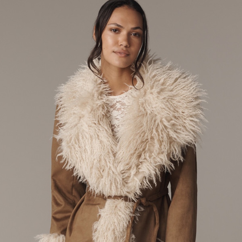Belted Faux-Fur Coat