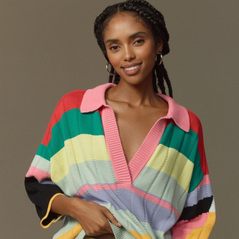 Collared V-Neck Rugby Sweater