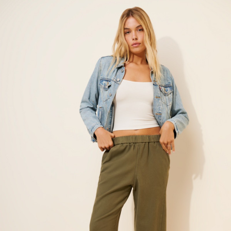 Elastic Waist Barrel Leg Pants