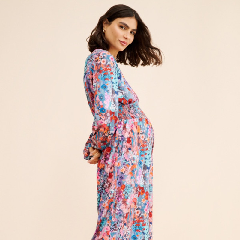 Maternity Printed Wide-Leg Jumpsuit