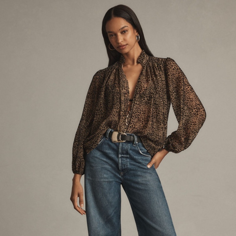 The Estela Sheer Printed Blouse: Burnout Edition