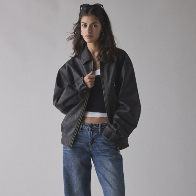 Billie Vegan Leather Oversized Bomber Jacket